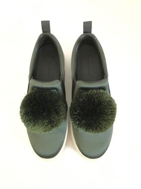 TORY BURCH Platform Sneakers Green Daphne Pom Pom Women’s Size 6